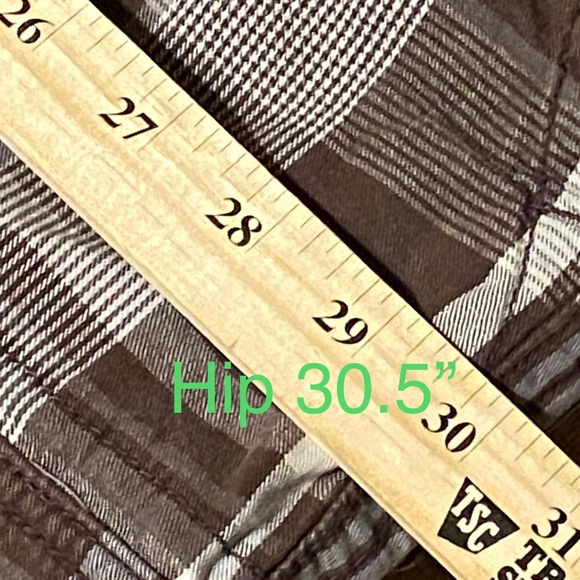Retro Y2K Cargo Short Casual Golf Outdoor Preppy Brown Plaid Tag 58R Measured 54 - Picture 9 of 12